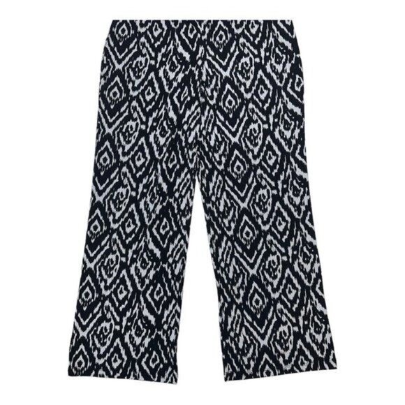 New Directions Women's SZ M- Black White Abstract Wide Leg Pant Pull On Stretch - Picture 7 of 10